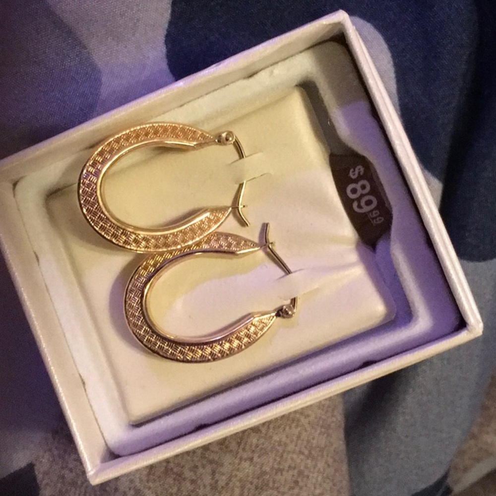 10k Gold Hoop Earrings (Stamped) (Brand New) - Picture 1 of 3